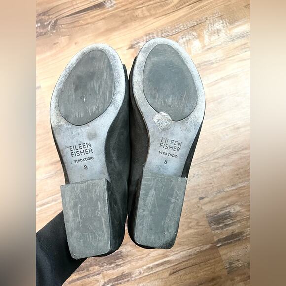 Eileen Fisher Womens Size 8 Black Katniss Nubuck Leather Block Heel Mules Sandal - Picture 6 of 7